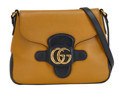 GG Logo Small Messenger, &pound;550, Handbags, Blue/Orange, Leather, Front view